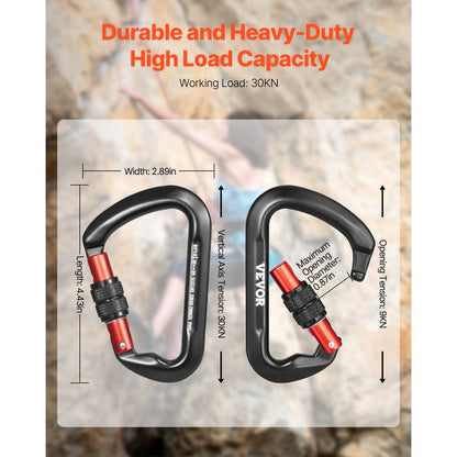 SGM7111TN - Aerospace-Grade Aluminum Carabiner Clips - 30KN Heavy-Duty for Climbing