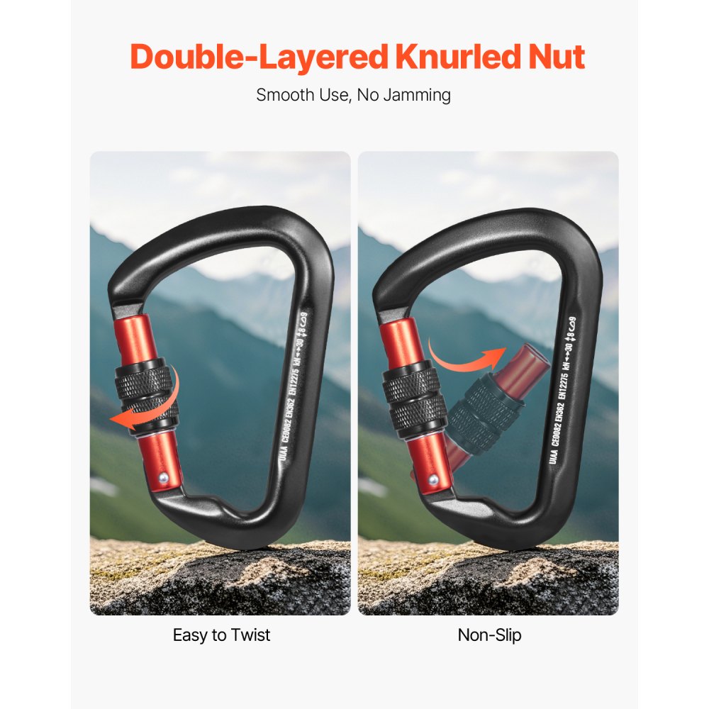 SGM7111TN - Aerospace-Grade Aluminum Carabiner Clips - 30KN Heavy-Duty for Climbing