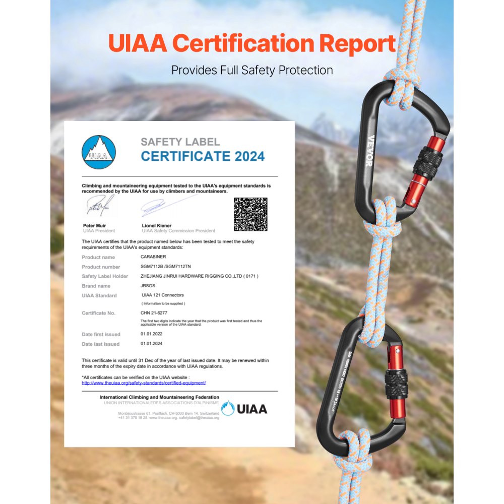 SGM7111TN - Aerospace-Grade Aluminum Carabiner Clips - 30KN Heavy-Duty for Climbing