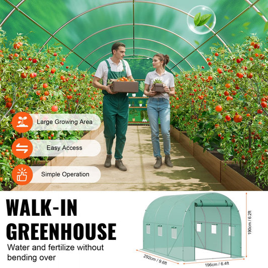 2×3×2m(3）G - Durable Tunnel Greenhouse with Galvanized Frame and PE Cover