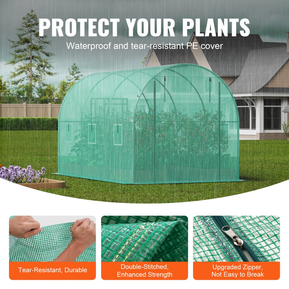 2×3.5×2m(3）G - Durable 11.32x6.4ft Greenhouse with Steel Frame & PE Cover