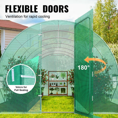 3×8.4×2.25m(8）G - Durable Tunnel Greenhouse with 16 Windows and Heavy-Duty PE Cover