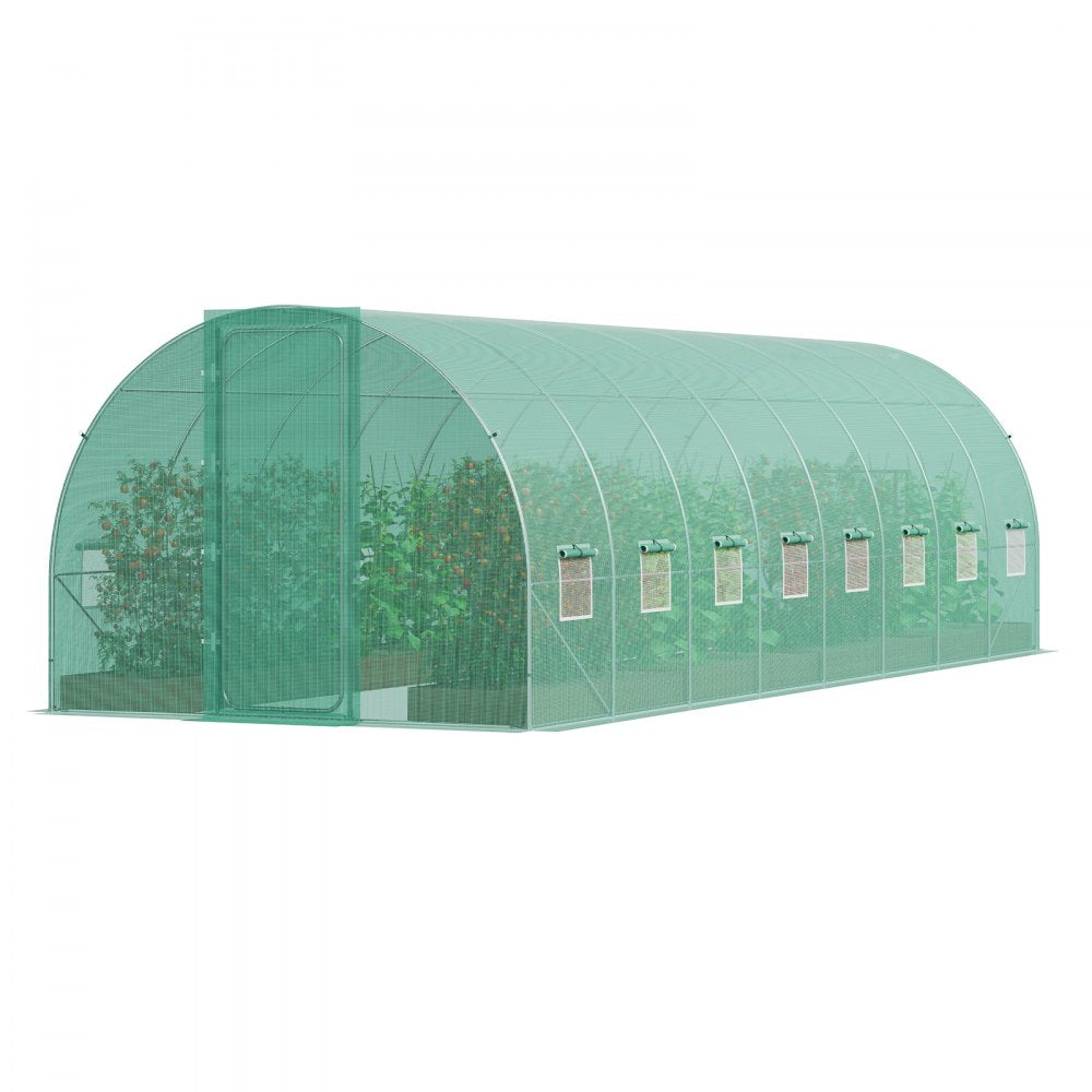 3×8.4×2.25m(8）G - Durable Tunnel Greenhouse with 16 Windows and Heavy-Duty PE Cover