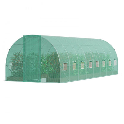 3×8.4×2.25m(8）G - Durable Tunnel Greenhouse with 16 Windows and Heavy-Duty PE Cover