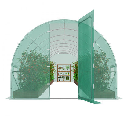 3×8.4×2.25m(8）G - Durable Tunnel Greenhouse with 16 Windows and Heavy-Duty PE Cover