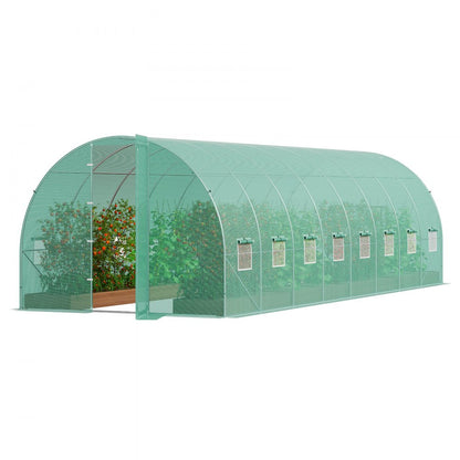 3×8.4×2.25m(8）G - Durable Tunnel Greenhouse with 16 Windows and Heavy-Duty PE Cover