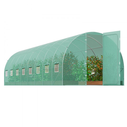 3×8.4×2.25m(8）G - Durable Tunnel Greenhouse with 16 Windows and Heavy-Duty PE Cover