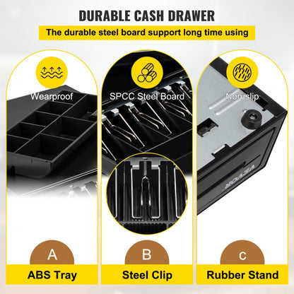 MK-410T - Secure Cash Register Drawer with 5 Bill & 8 Coin Trays