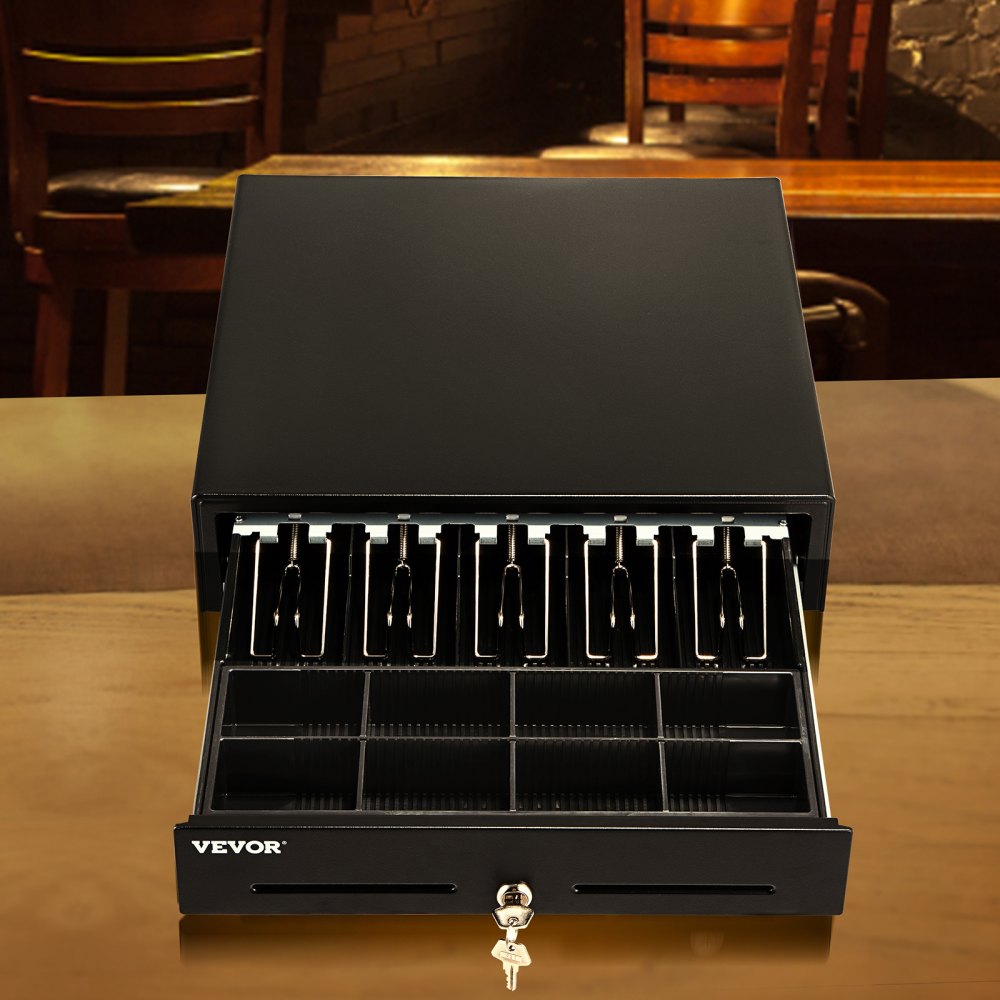 MK-410T - Secure Cash Register Drawer with 5 Bill & 8 Coin Trays