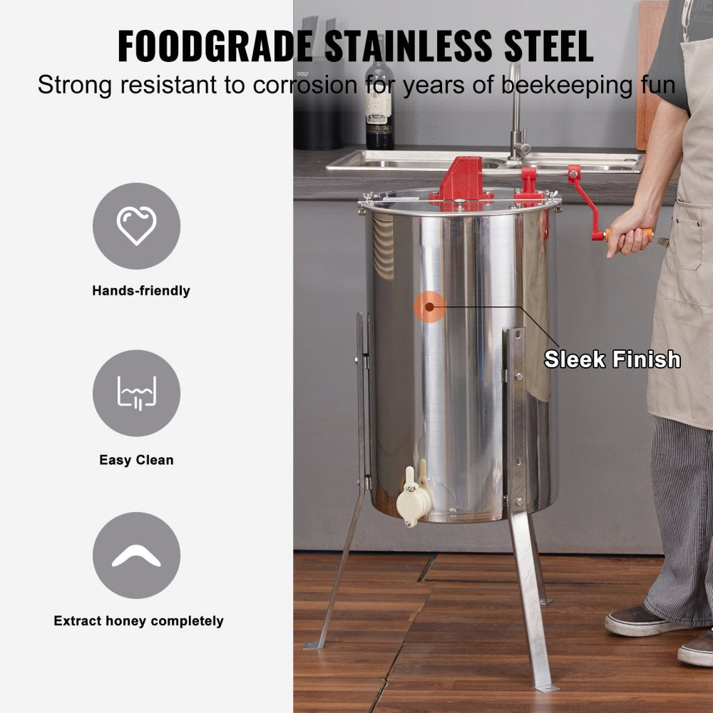 SD-2/4 - VEVOR Manual Stainless Steel Honey Spinner for Small Apiaries