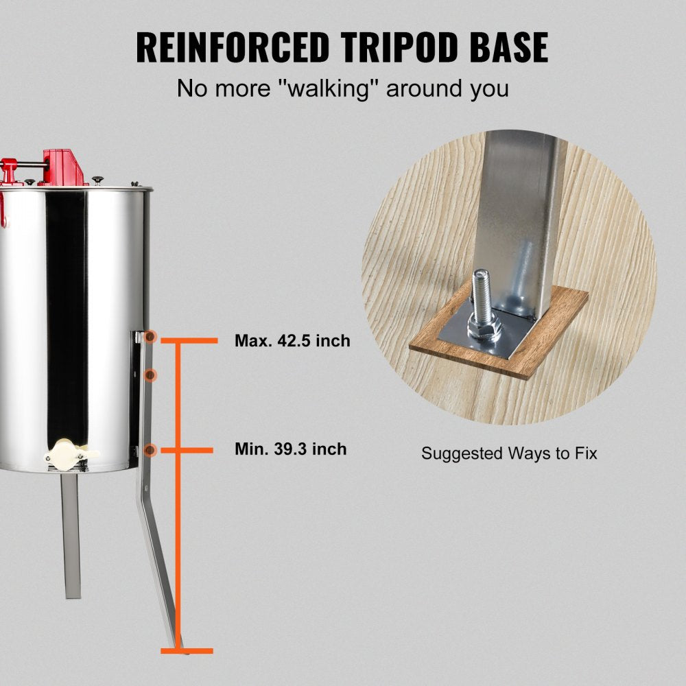 SD-2/4 - VEVOR Manual Stainless Steel Honey Spinner for Small Apiaries