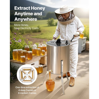 HE-18C-48M-ZJ - Stainless Steel Honey Extractor with Adjustable Speed & Height