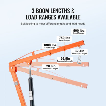 HXCZDJ-06 - 1000 lbs 360° Truck Crane with Adjustable Lift Settings