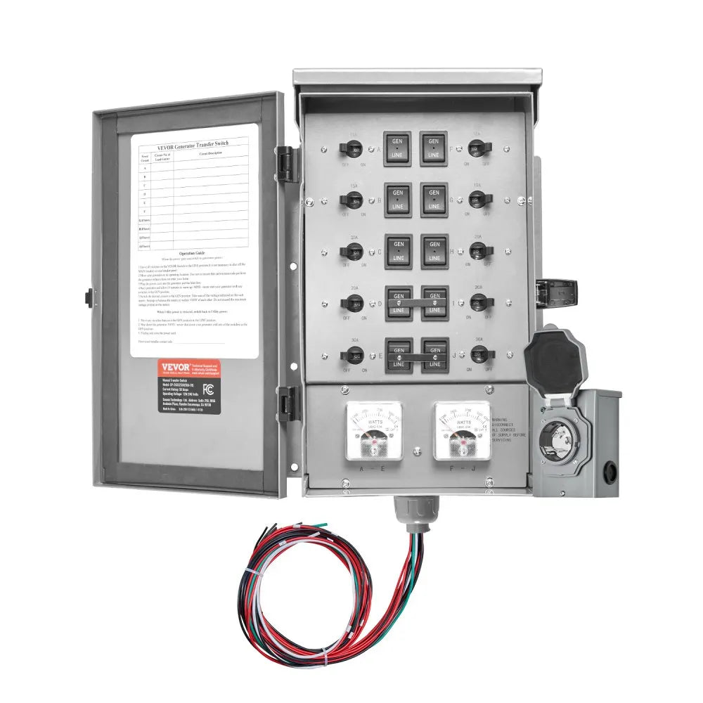 SP-ZH352510(50A-10) - Reliable 50A Manual Transfer Switch for 12500W Generators