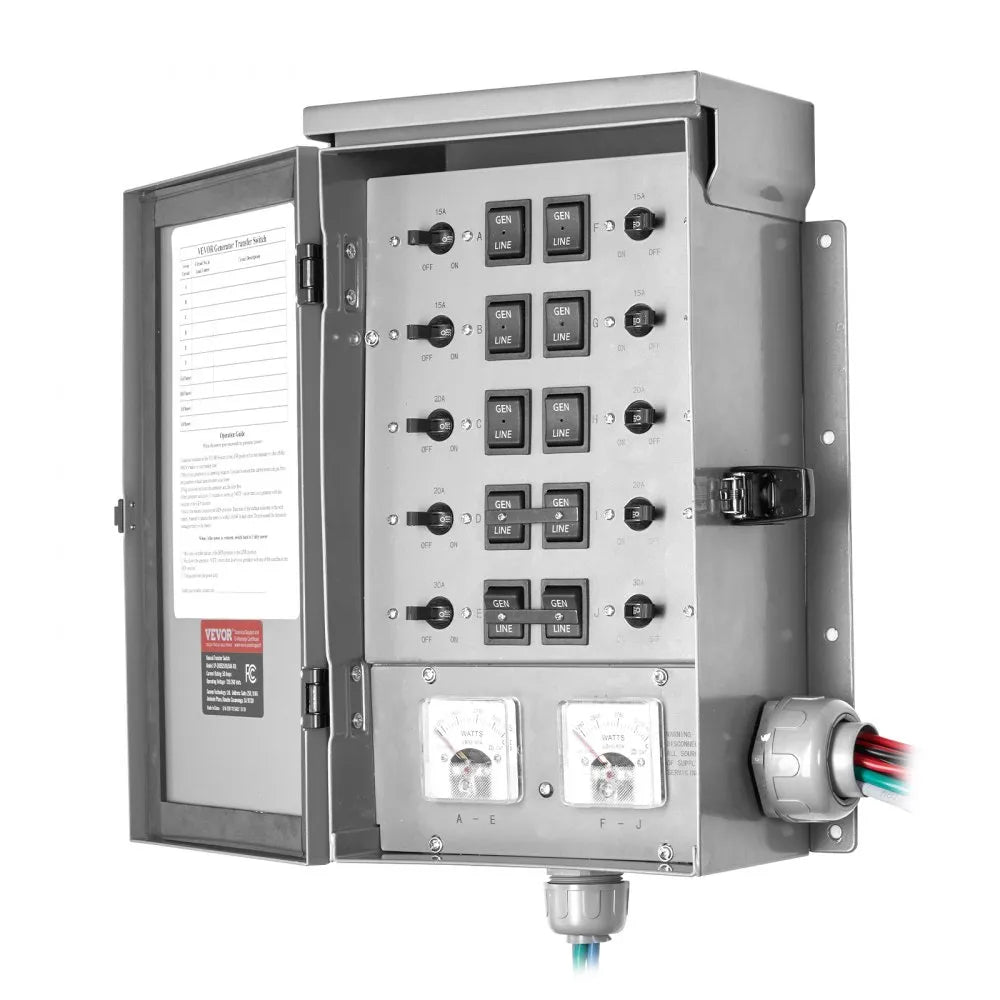 SP-ZH352510(50A-10) - Reliable 50A Manual Transfer Switch for 12500W Generators
