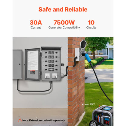 SP-ZH352510(30A-10) - 30A Manual Transfer Switch Kit for Indoor/Outdoor Use