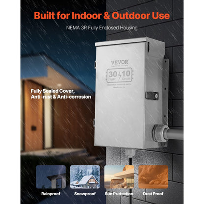 SP-ZH352510(30A-10) - 30A Manual Transfer Switch Kit for Indoor/Outdoor Use