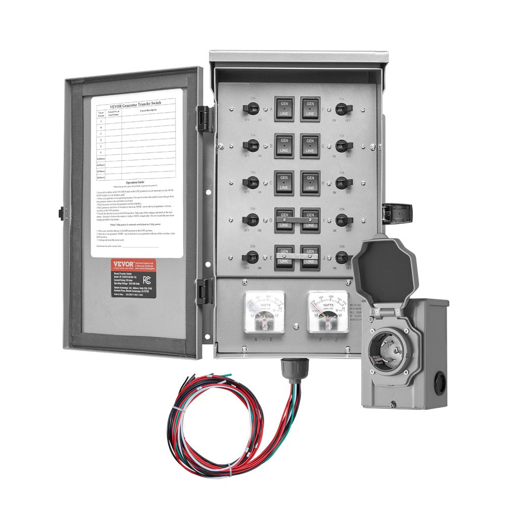 SP-ZH352510(30A-10) - 30A Manual Transfer Switch Kit for Indoor/Outdoor Use