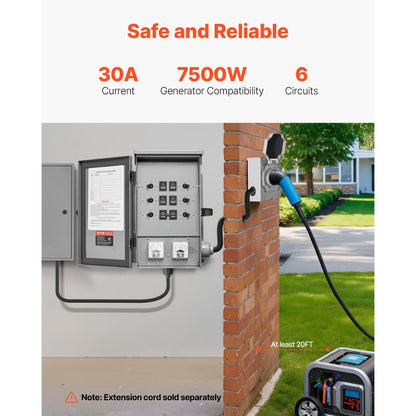 SP-ZH352510(30A-6) - 30A Manual Transfer Switch for 7500W Generators