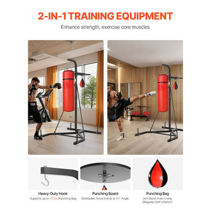 ssshksdj-d - Adjustable 2-in-1 Steel Punching Bag Stand, 159-173cm