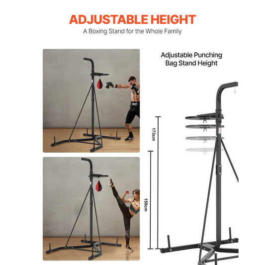 ssshksdj-d - Adjustable 2-in-1 Steel Punching Bag Stand, 159-173cm