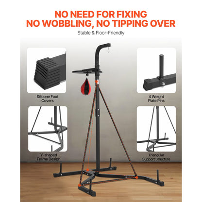 ssshksdj-d - Adjustable 2-in-1 Steel Punching Bag Stand, 159-173cm
