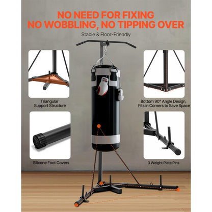 ssshksdj-e - Adjustable 180-232cm Steel Punching Bag & Pull-Up Stand