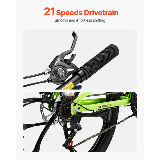 VMB722 - 26" Youth Folding Mountain Bike with 21 Speeds & Suspension