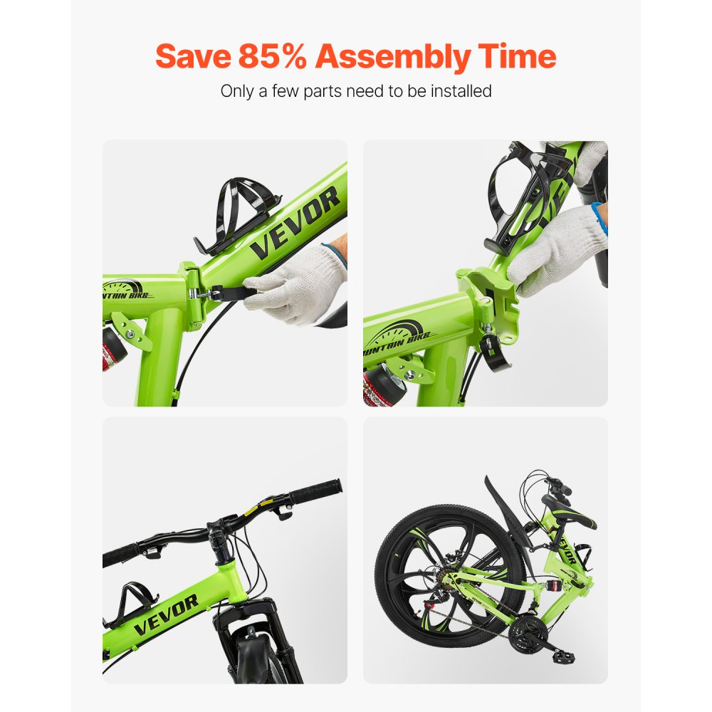 VMB722 - 26" Youth Folding Mountain Bike with 21 Speeds & Suspension