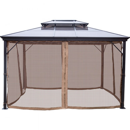 010938950459 - 10' x 10' Aluminum Gazebo with Netting and Double PVC Roof