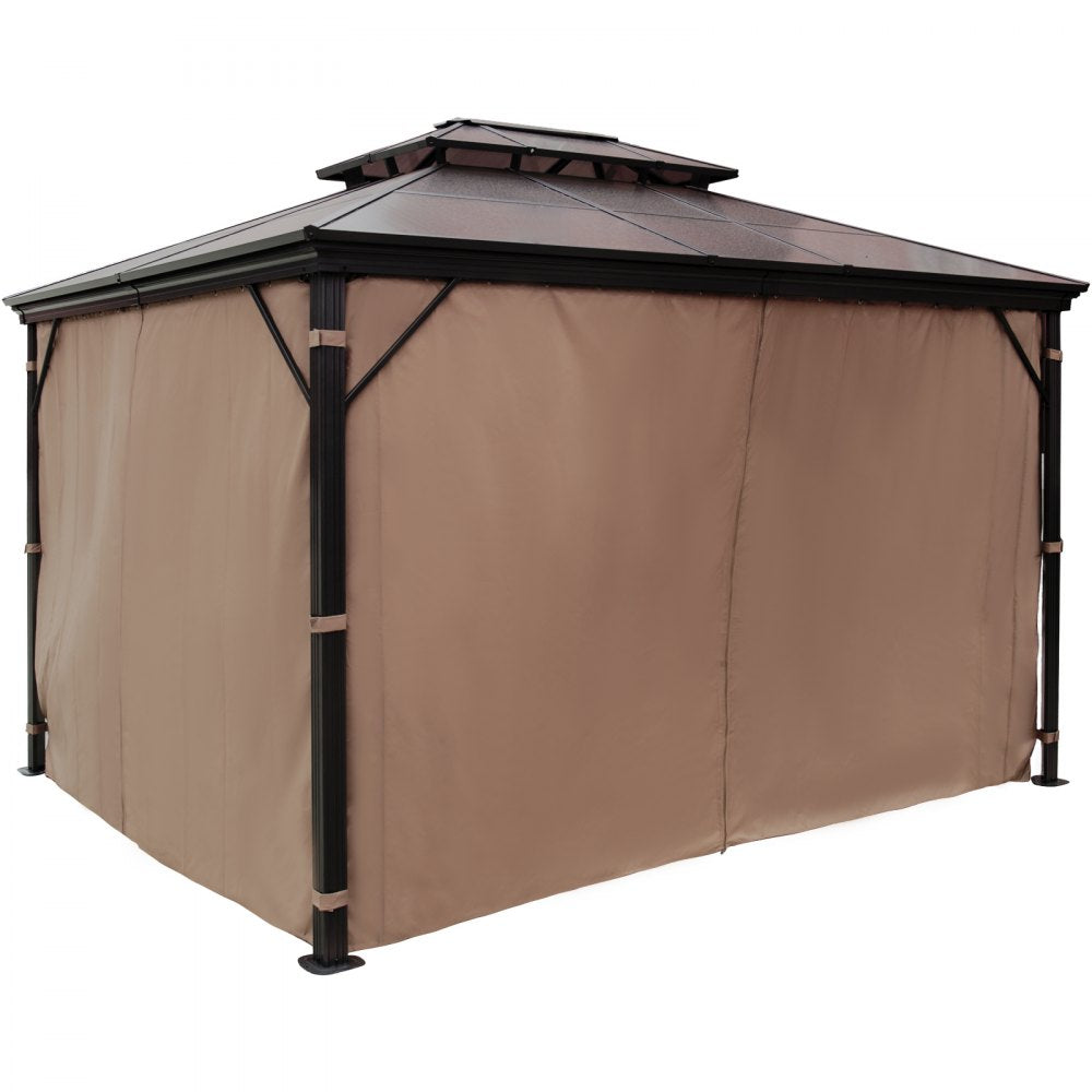 010938950459 - 10' x 10' Aluminum Gazebo with Netting and Double PVC Roof