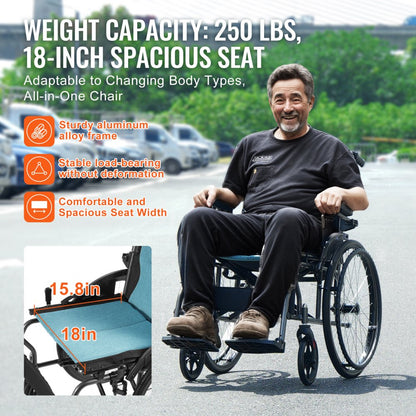 FS908LAJPQF25-46 - Ultra-Lightweight 18" Wheelchair for All Surfaces