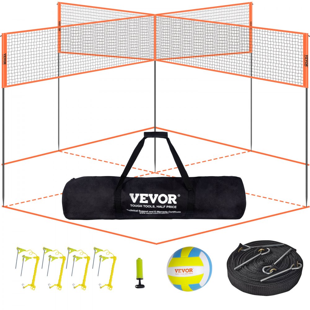 JH-205 - Durable 4-Way Volleyball Net with Adjustable Height & Carry Bag