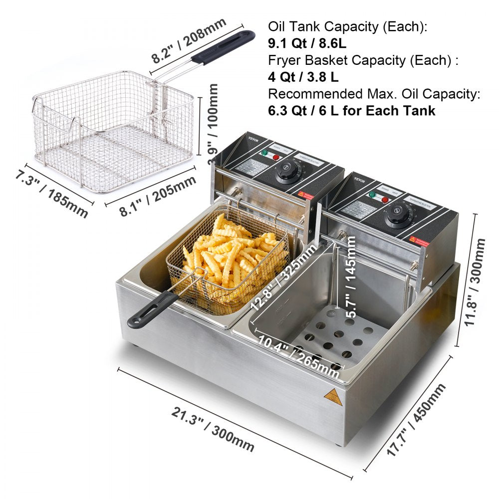 010566185125 - Dual Tank Electric Deep Fryer for Fast Cooking Efficiency