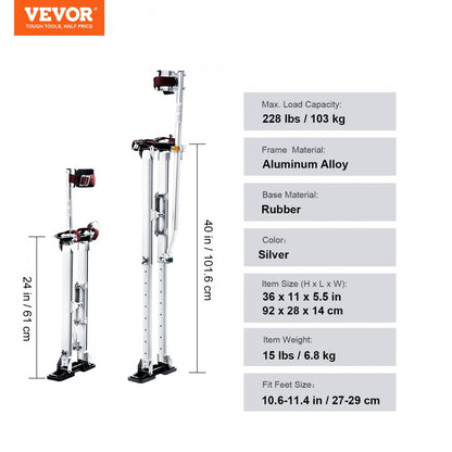 YSSGBGQ-2440 - Adjustable Aluminum Drywall Stilts 24"-40", Max 228 lbs Capacity