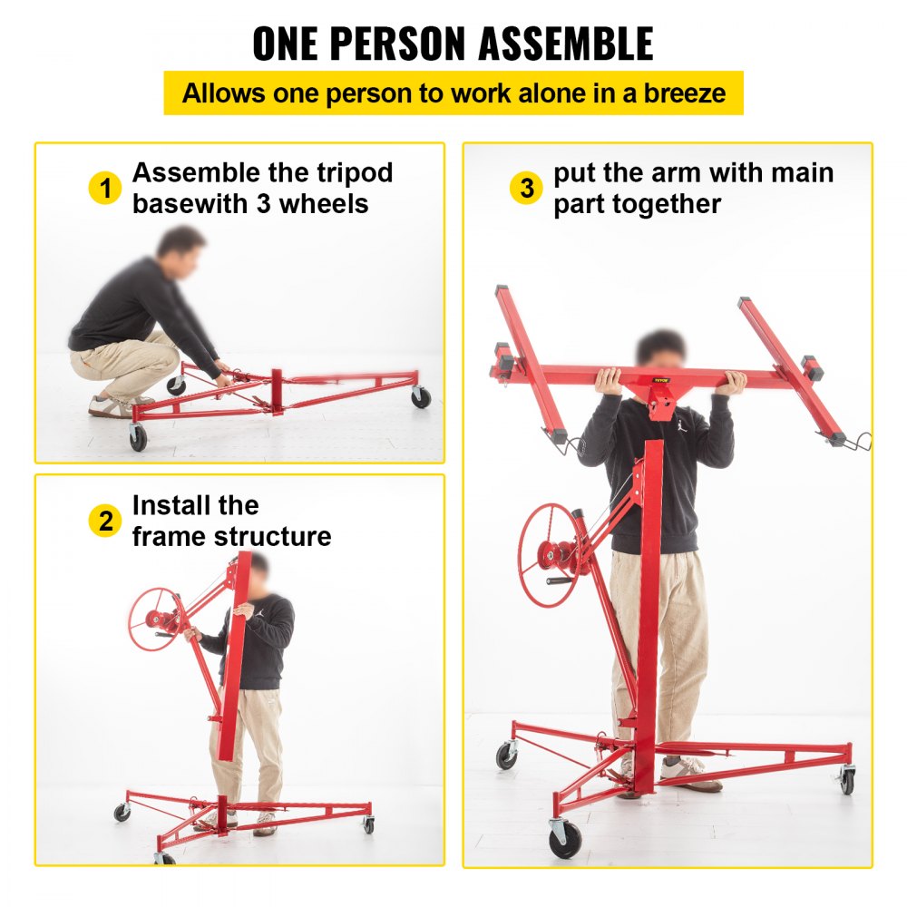 LG-021 - 11ft Drywall Lift with Lockable Wheels & 150lbs Capacity