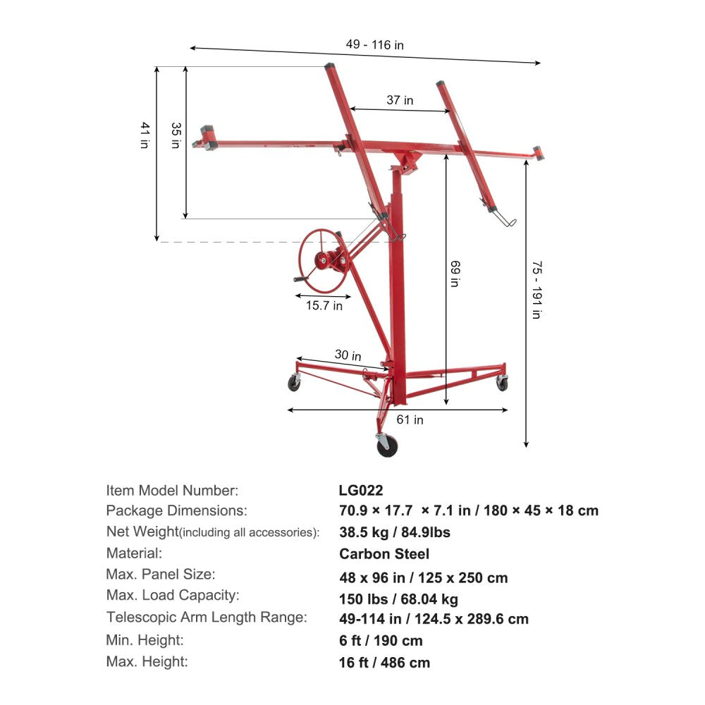 LG-022 - Versatile 16ft Drywall Lift for Indoor and Outdoor Projects