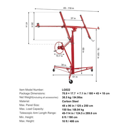 LG-022 - Versatile 16ft Drywall Lift for Indoor and Outdoor Projects