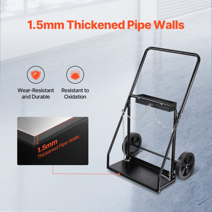 WT-179 - Heavy-Duty Dual Cylinder Cart with 10" Wheels and Safety Chains