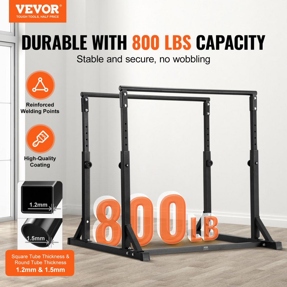 FA004 - Adjustable Steel Dip Bar with Foam Handles & 800 lbs Capacity