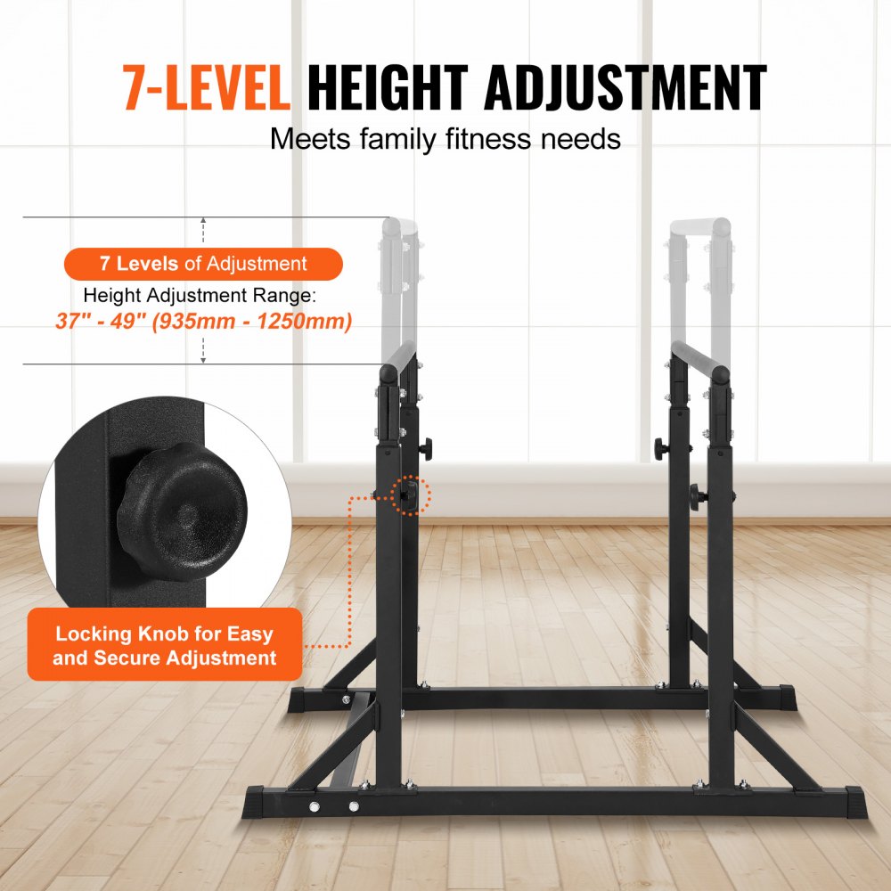 FA004 - Adjustable Steel Dip Bar with Foam Handles & 800 lbs Capacity