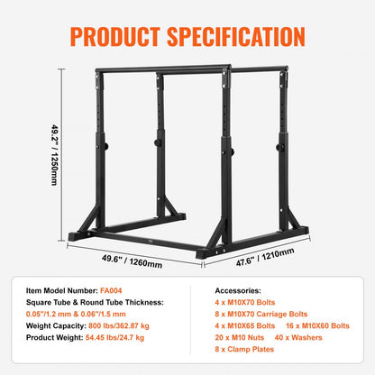 FA004 - Adjustable Steel Dip Bar with Foam Handles & 800 lbs Capacity