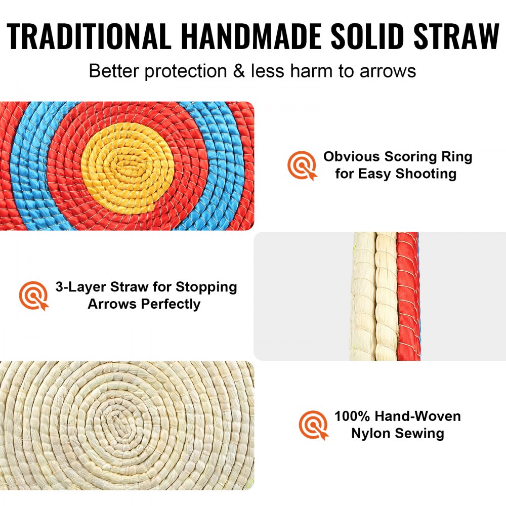 JP-03 - Durable 20" Round Straw Archery Target for All Skill Levels