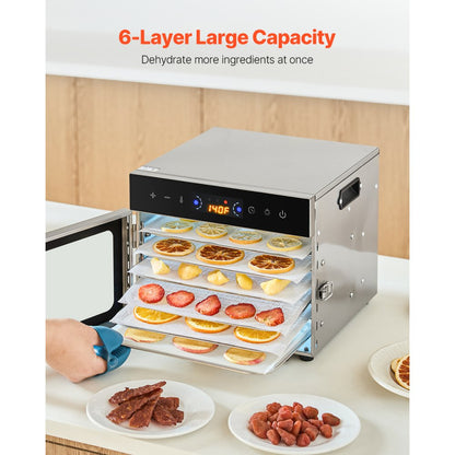 H6-C001 - 6-Layer Stainless Steel Food Dehydrator with Digital Timer