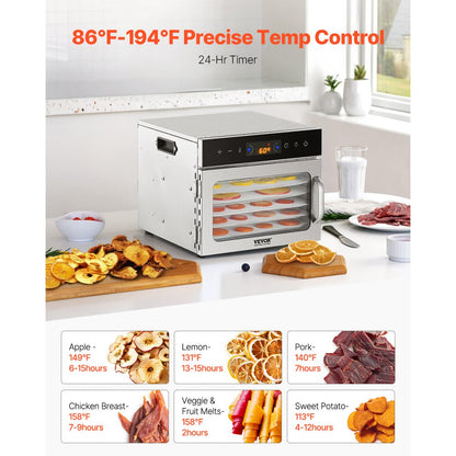 H6-C001 - 6-Layer Stainless Steel Food Dehydrator with Digital Timer