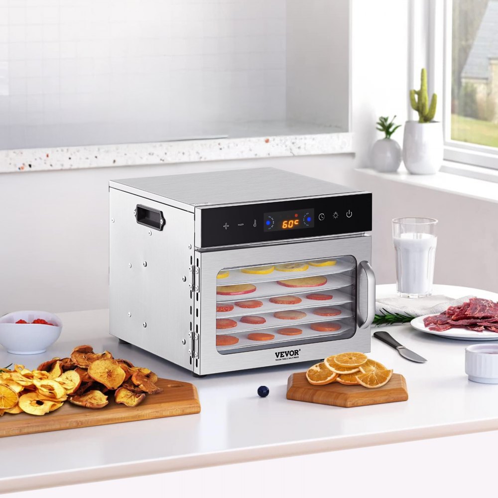 H6-C001 - 6-Layer Stainless Steel Food Dehydrator with Digital Timer