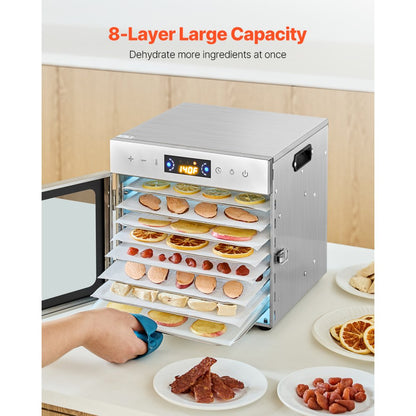 H8-C001 - 8-Layer Stainless Steel Food Dehydrator with Smart Timer