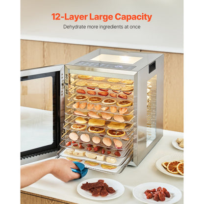 FD-1009 - 12-Layer Stainless Steel Food Dehydrator with Digital Timer
