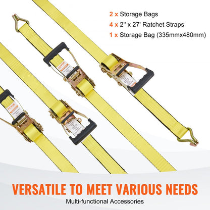 XMRS50-4 - 4PK VEVOR 27' Ratchet Tie Down Straps with 10000 lb Strength