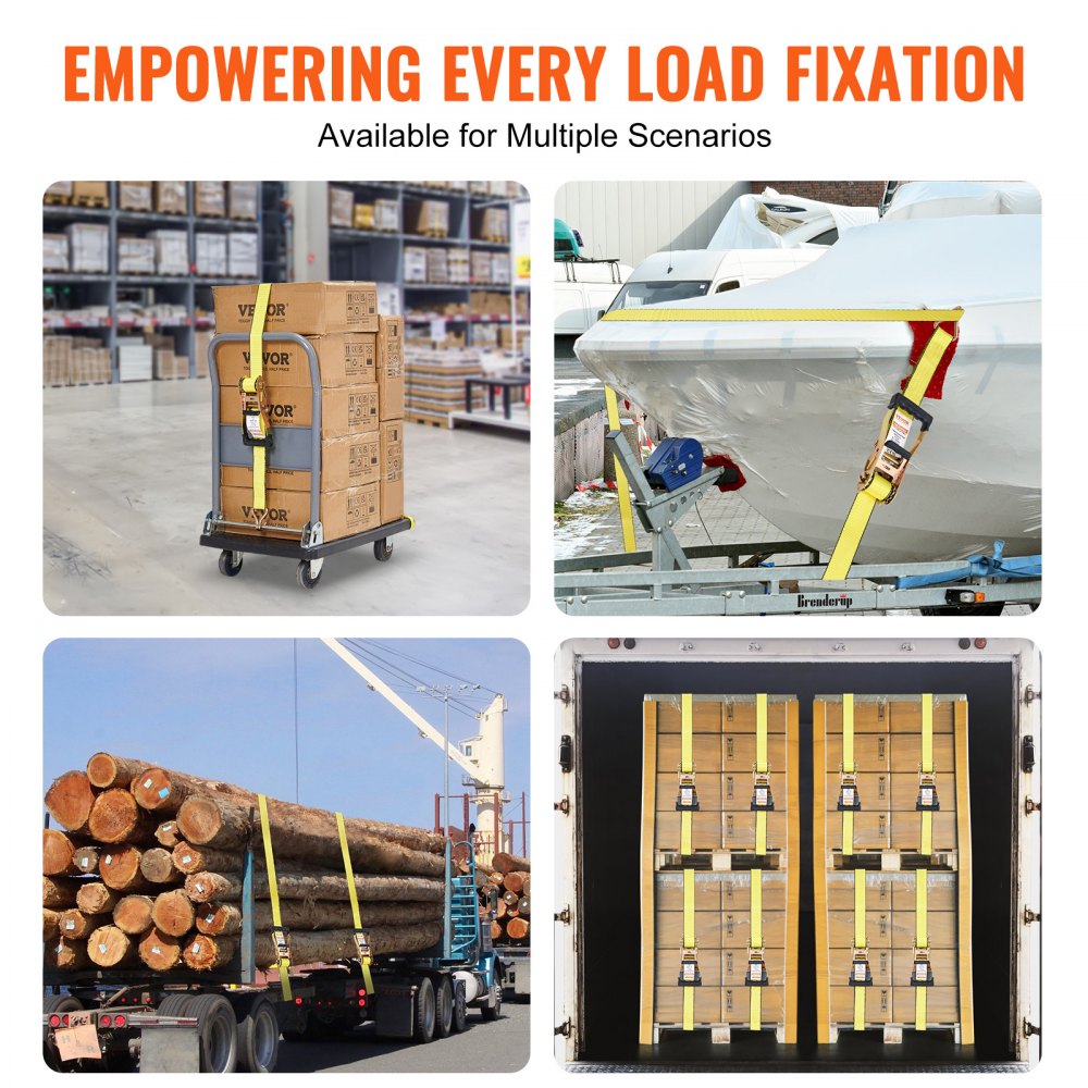 XMRS50-4 - 4PK VEVOR 27' Ratchet Tie Down Straps with 10000 lb Strength